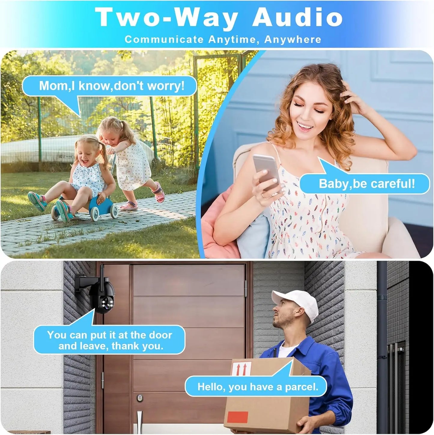 Wireless Solar Security Camera with 2K PTZ, PIR Motion Detection, Color Night Vision, and Two-Way Talk