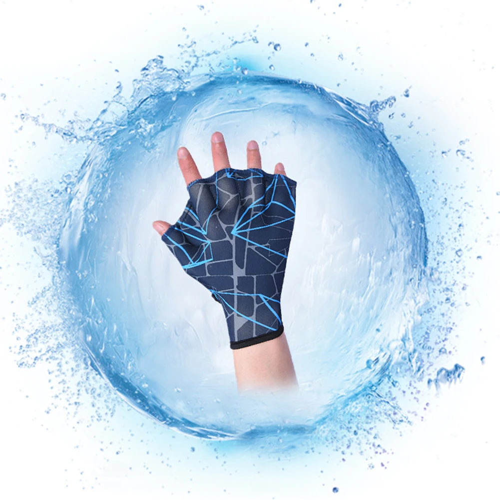 2x Swimming Hand Fins Flippers Finger Webbed Women Men Paddle Water Sport Gloves for Swimming Training Mittens