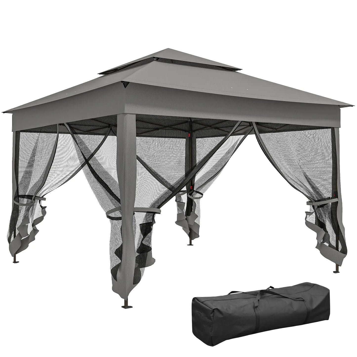 11 Ft X 11 Ft Gazebo Tent With Removable Netting Outdoor Patio Shelter Instant Canopy With Carry Bag