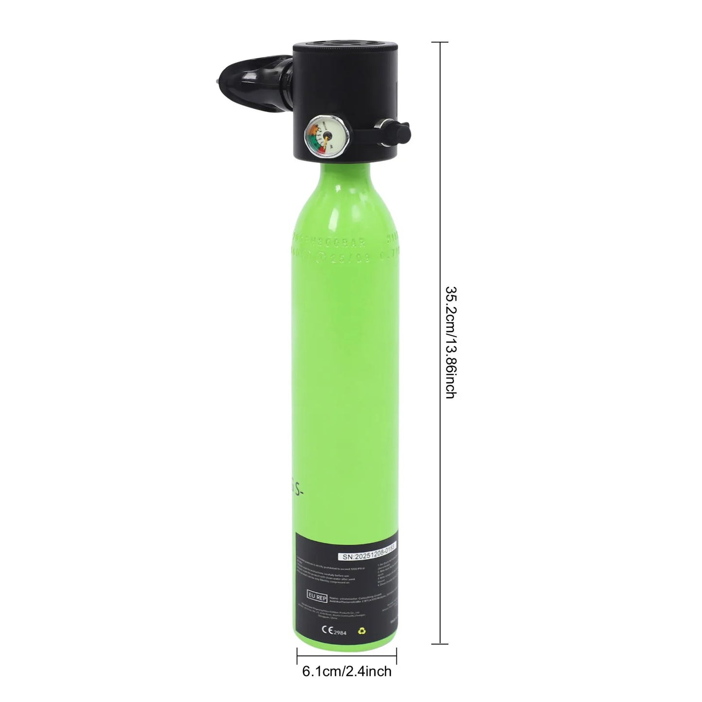 0.5L Mini Scuba Tank Diving Air Tank, Portable Underwater Breathing Apparatus for Shallow Snorkeling, Water Rescue, with Manual Pump, Emergency Backup, Anti-Drop Strap
