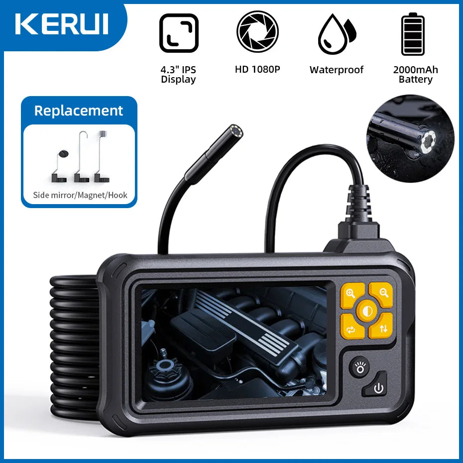 KERUI Mini Camera with 4.3-inch Screen Single/Dual Lens Industrial Endoscope Camera for Pipeline Inspection, Vehicle Maintenance