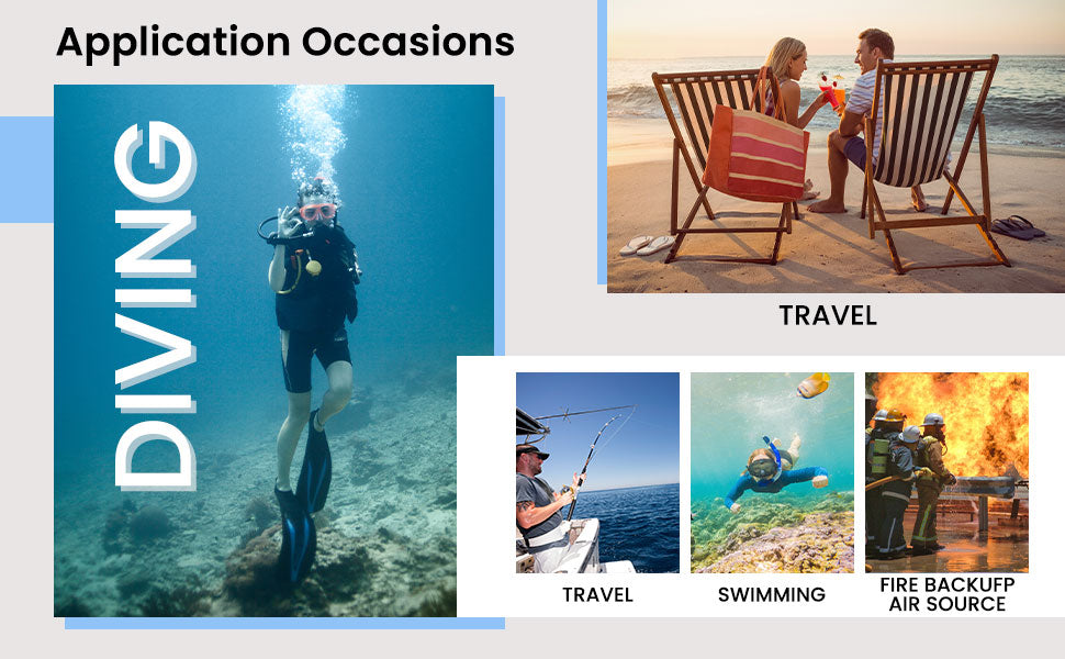 TUDIVING-2L Portable Scuba Tank Support 30-45 Minutes Breath,Refillable Diving Tank for Underwater Works