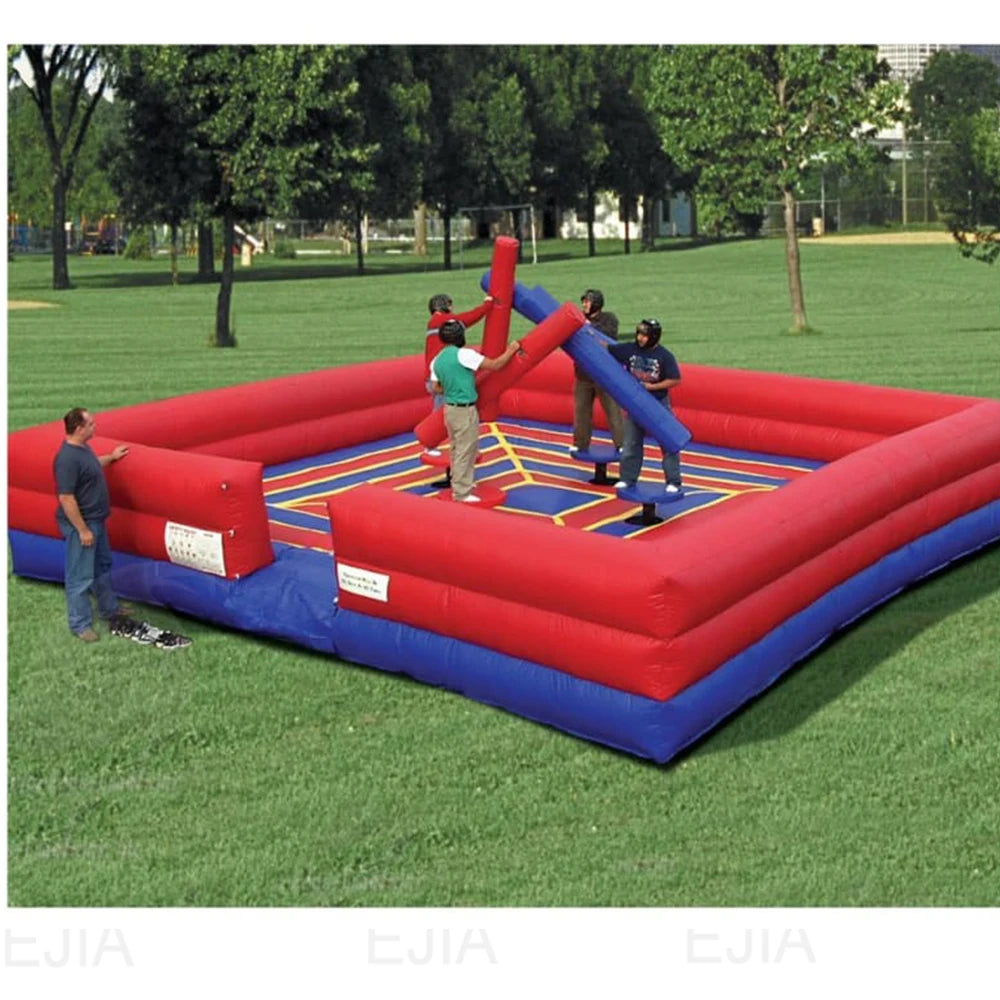 2 Person 13*13ft - Inflatable Gladiator Fighting Game Inflatable Joust Fighting Arena With Joust Sticks PVC Jousting For Outdoor