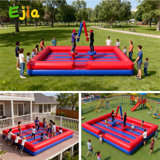 2 Person 13*13ft - Inflatable Gladiator Fighting Game Inflatable Joust Fighting Arena With Joust Sticks PVC Jousting For Outdoor