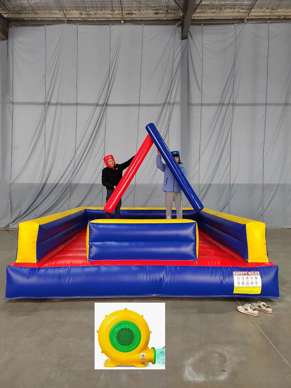 2 Person 13*13ft - Inflatable Gladiator Fighting Game Inflatable Joust Fighting Arena With Joust Sticks PVC Jousting For Outdoor