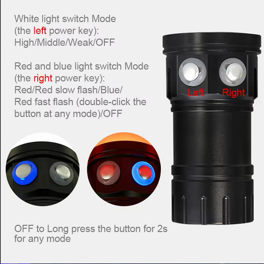 Professional Underwater Photography Light 27 LED Highlight Lamp 20000Lumens Diving Flashlight 100M Waterproof Video Camera torch