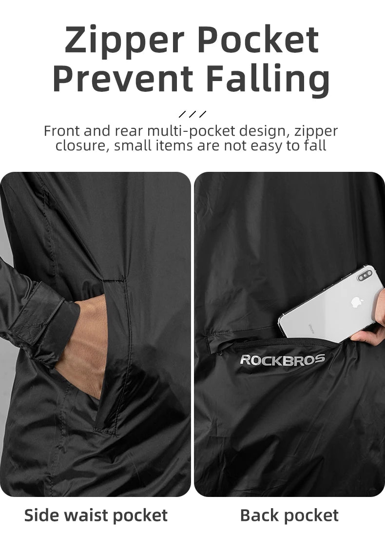 ROCKBROS Cycling Raincoat Outdoor Rain Jacket Men Breathable Reflective Hooded Raincoat Waterproof Windbreaker European Size