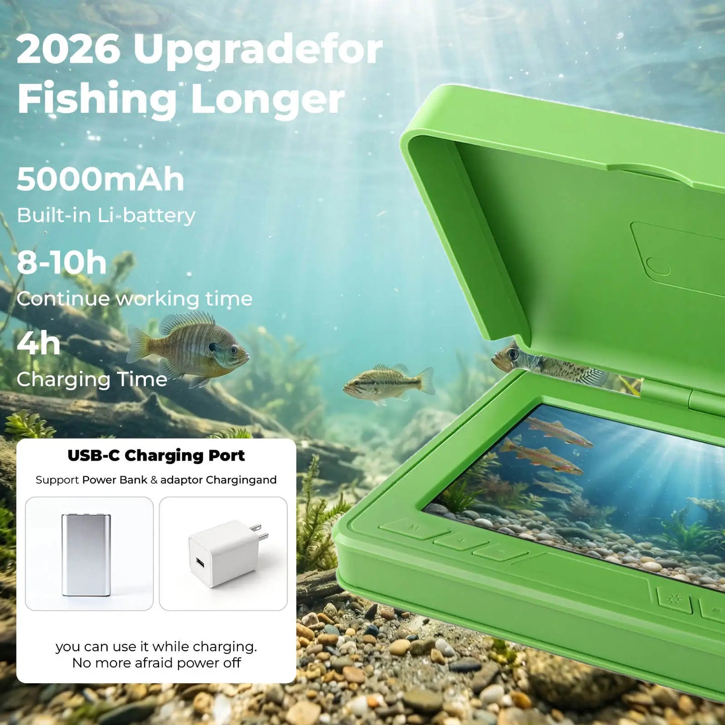 Portable Underwater Visual Fish Finder 4.3" LCD Monitor HD Fishing Camera IP68 Waterproof with IR Night Vision for Ice/Boat/Rive