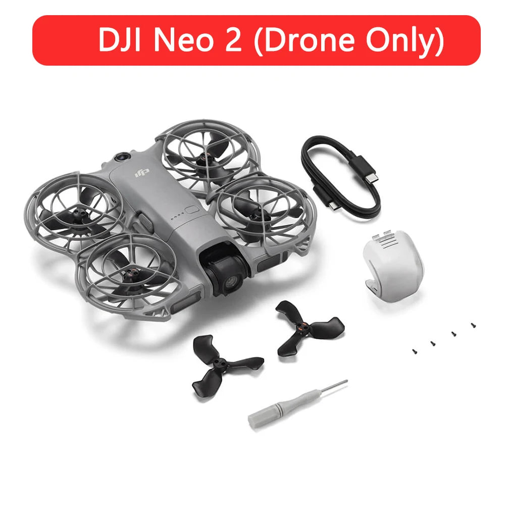 DJI Neo 2 4K Drones With Camera Palm Takeoff & Landing Gesture Control Smooth Reliable Tracking 12m/s Faster Tracking Speed Lightweight Foldable Mini Drone All-Around Safety & Flexible Flight With 3 Batteries