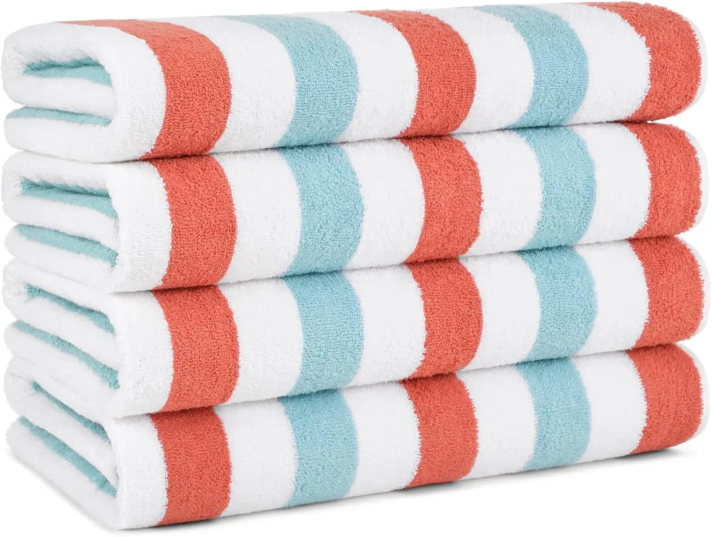 Arkwright Cabo Cabana Stripe Beach Towel - Pack of 4 - Large Soft Quick Dry Cotton Towels for Pool