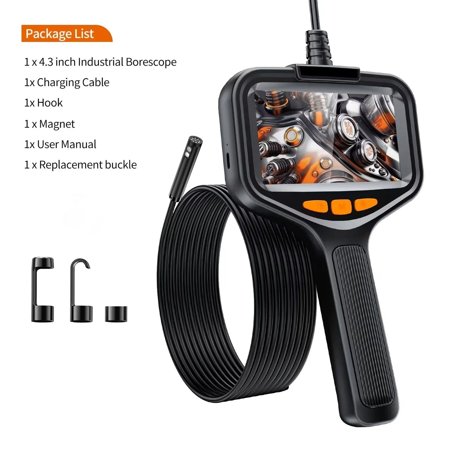 Single & Dual Industrial Endoscope Camera 4.3'' LCD Digital Handheld Borescope IP67 Waterproof HD1080P 8mm Pipe Sewer Camera