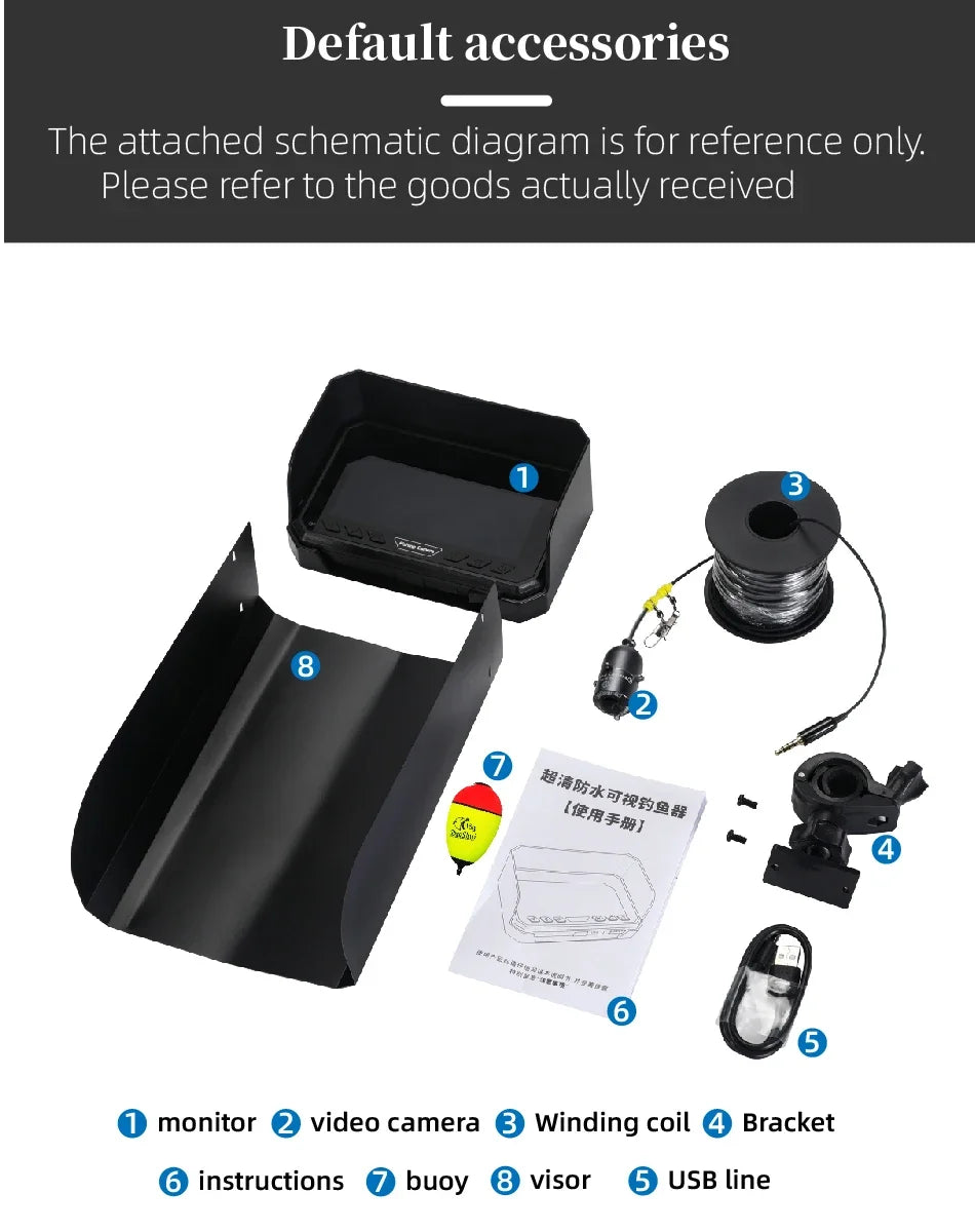 5''Underwater Fishing Camera,1080P Full HD Video Recording,Real-time Depth & Temperature Monitoring,IP66,8000mAh Rechargeable