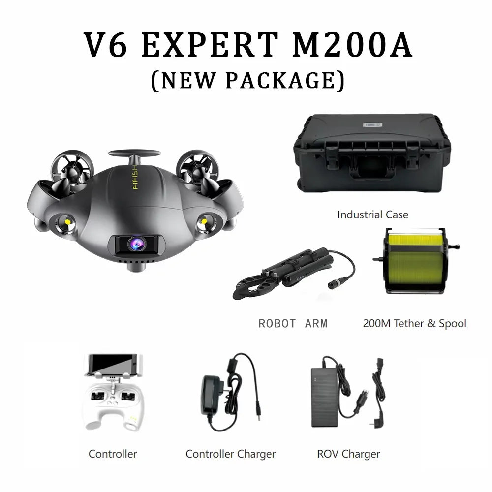 New Fifish V6E M200A Professional Underwater Drone 4k UHD Camera 100m Cable Vr Control Sea Robot Drone