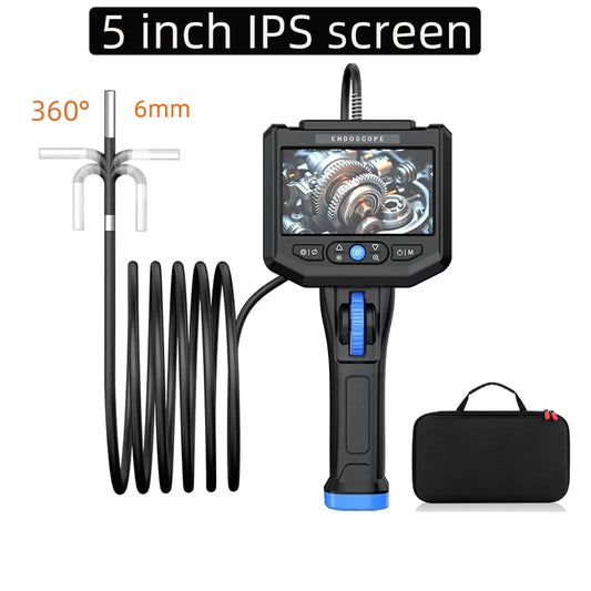Industrial endoscope 360 Degree Steering with 6mm Lens HD 5-Inch Screen Automotive Pipeline Inspection Camera