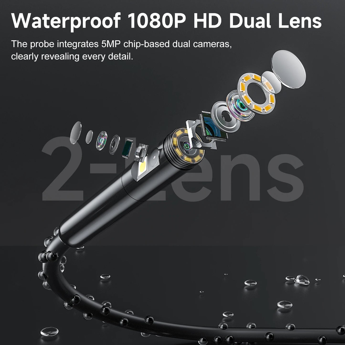 5'' IPS Screen Industrial Endoscope Video Dual Camera Pipe Car Inspection Borescope HD1080P 8mm USB Waterproof Probe with LEDs