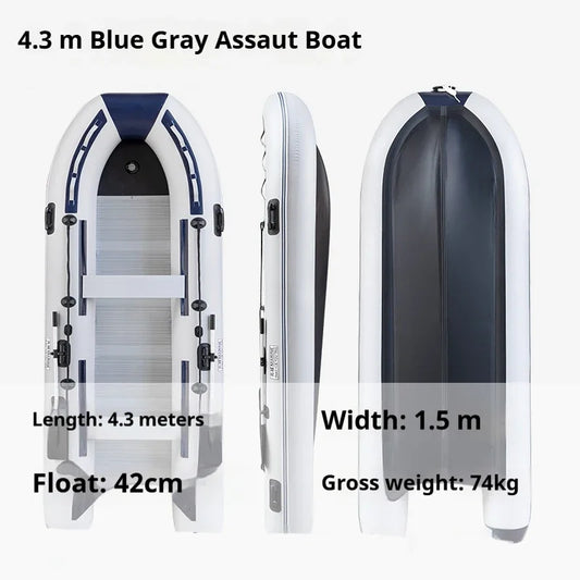 5–6 Person Inflatable Assault Boat 3.8m PVC Fishing Raft with Aluminum Floor, Anti-Collision Design & Rowing Accessories 2025