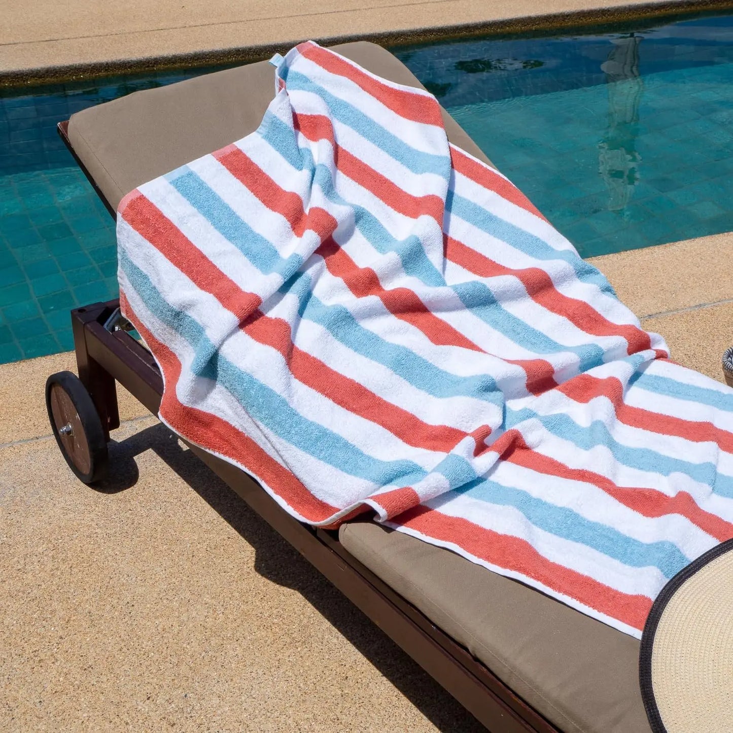 Arkwright Cabo Cabana Stripe Beach Towel - Pack of 4 - Large Soft Quick Dry Cotton Towels for Pool