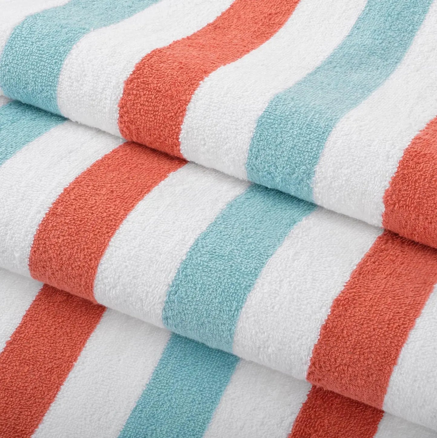 Arkwright Cabo Cabana Stripe Beach Towel - Pack of 4 - Large Soft Quick Dry Cotton Towels for Pool