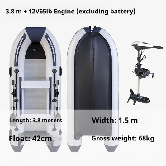 5–6 Person Inflatable Assault Boat 3.8m PVC Fishing Raft with Aluminum Floor, Anti-Collision Design & Rowing Accessories 2025