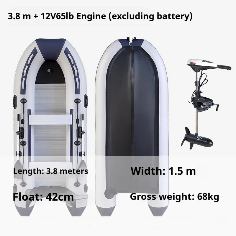 5–6 Person Inflatable Assault Boat 3.8m PVC Fishing Raft with Aluminum Floor, Anti-Collision Design & Rowing Accessories 2025