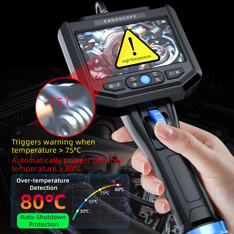 Industrial endoscope 360 Degree Steering with 6mm Lens HD 5-Inch Screen Automotive Pipeline Inspection Camera
