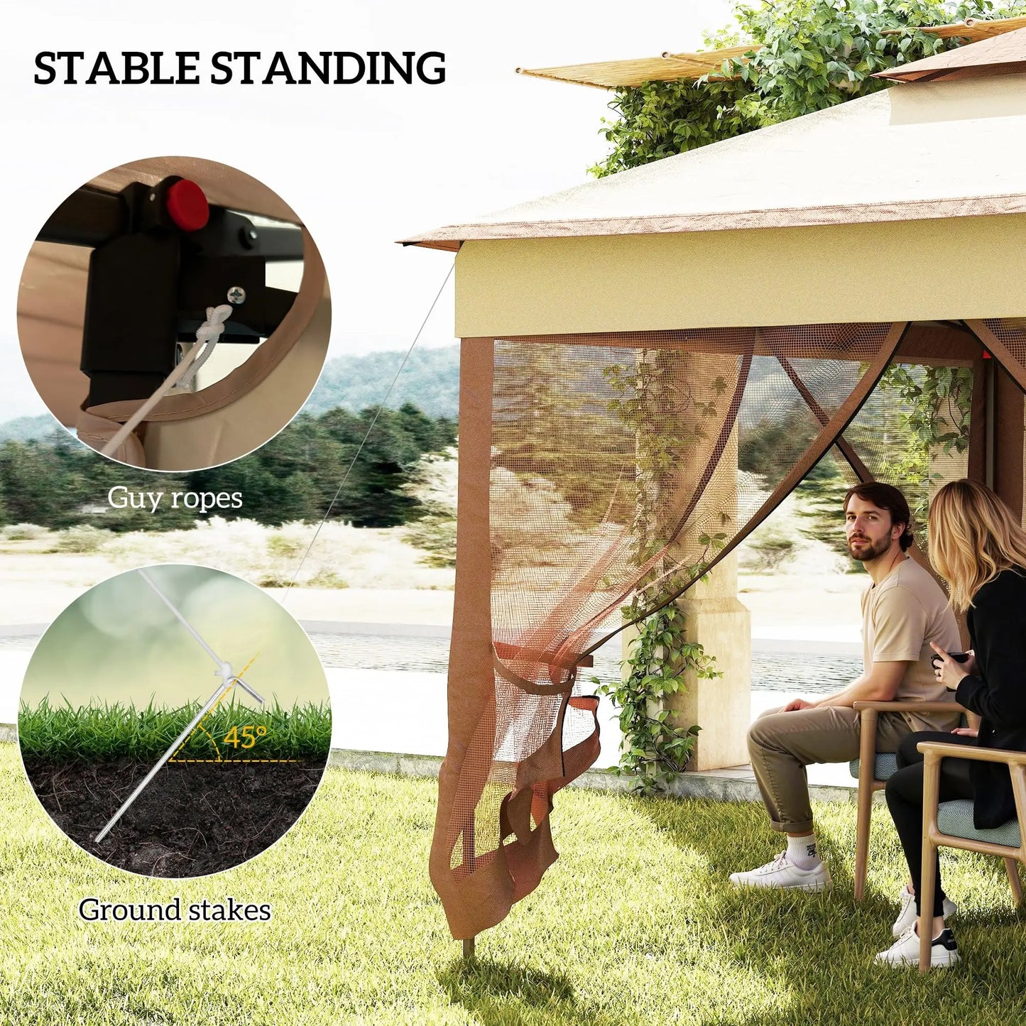 11 Ft X 11 Ft Gazebo Tent With Removable Netting Outdoor Patio Shelter Instant Canopy With Carry Bag