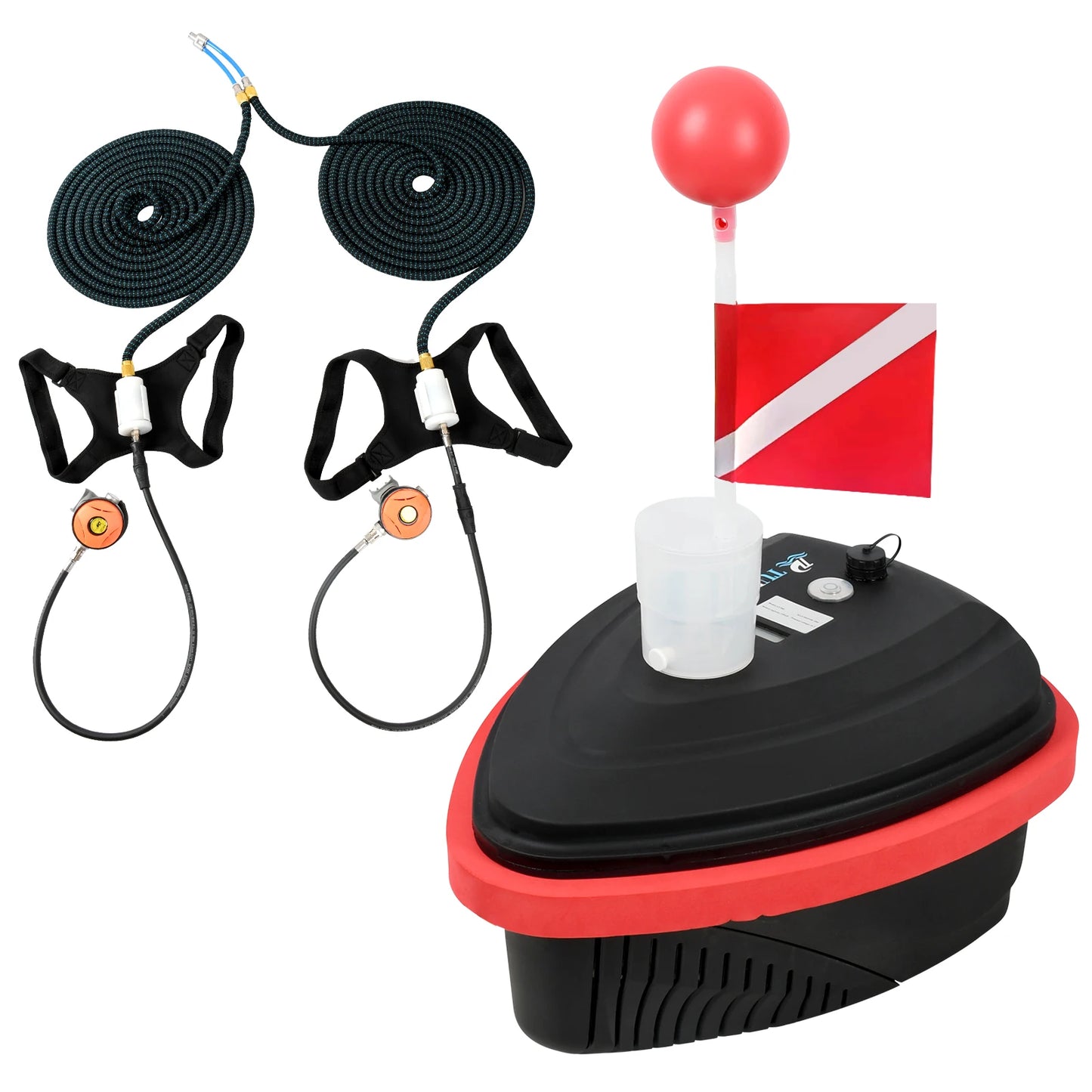 New Upgraded Scuba Diving Ventilator 4.5-10H Portable Diving Snorkel Equipment with Breathing Regulator Support Underwater 15M