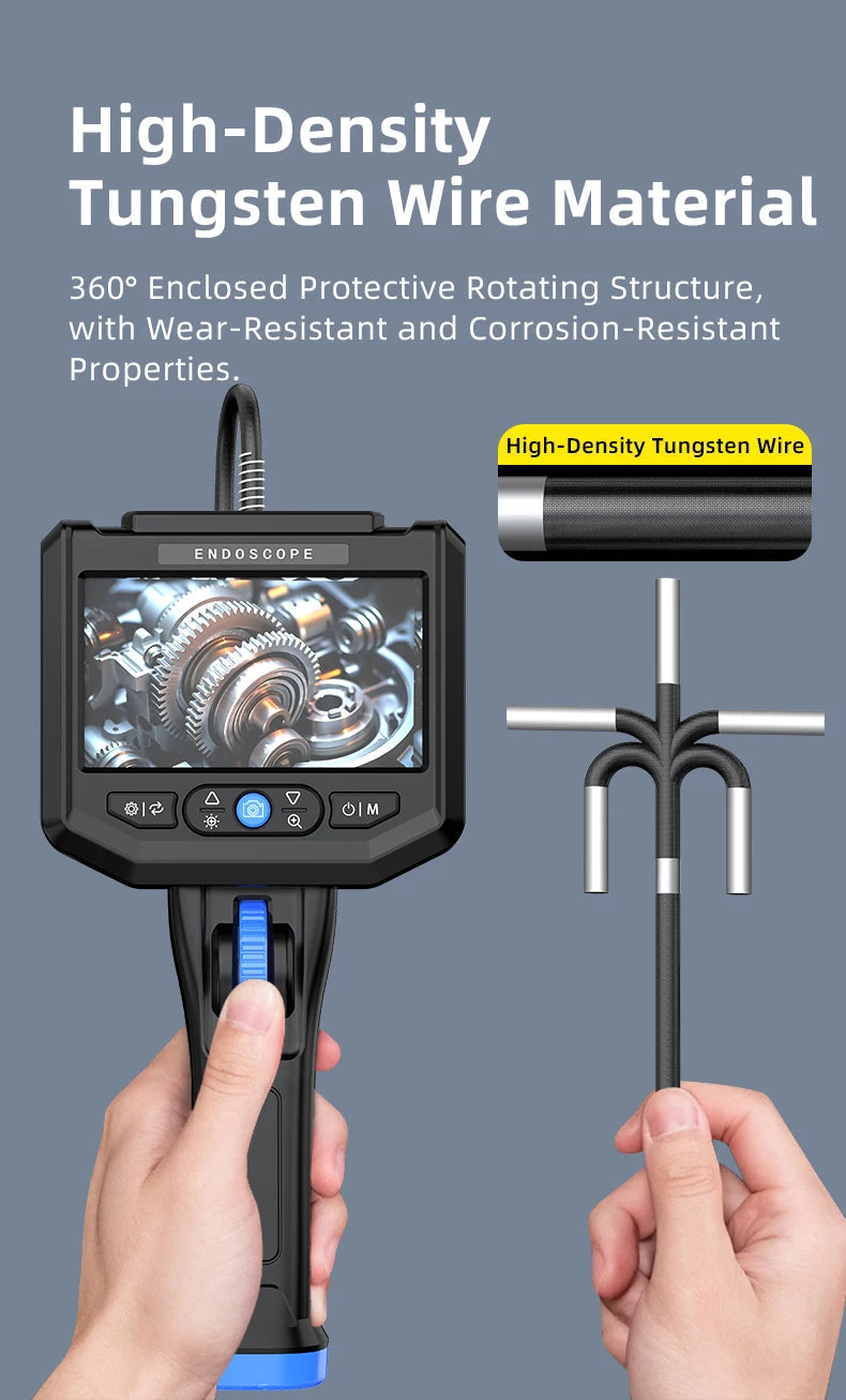 Industrial endoscope 360 Degree Steering with 6mm Lens HD 5-Inch Screen Automotive Pipeline Inspection Camera