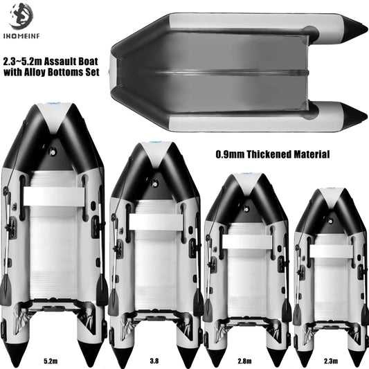 New Arrived 2.3~5.2m Inflatable Assault Boat Set 0.9mm Thickened Wear-resistant Alloy V-shaped Bottoms Canoeing Fishing Boat