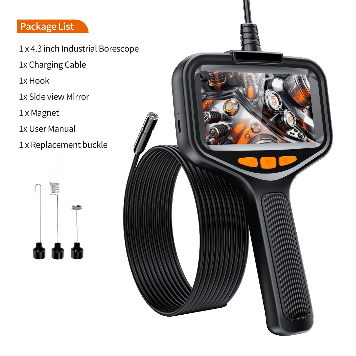 Single & Dual Industrial Endoscope Camera 4.3'' LCD Digital Handheld Borescope IP67 Waterproof HD1080P 8mm Pipe Sewer Camera