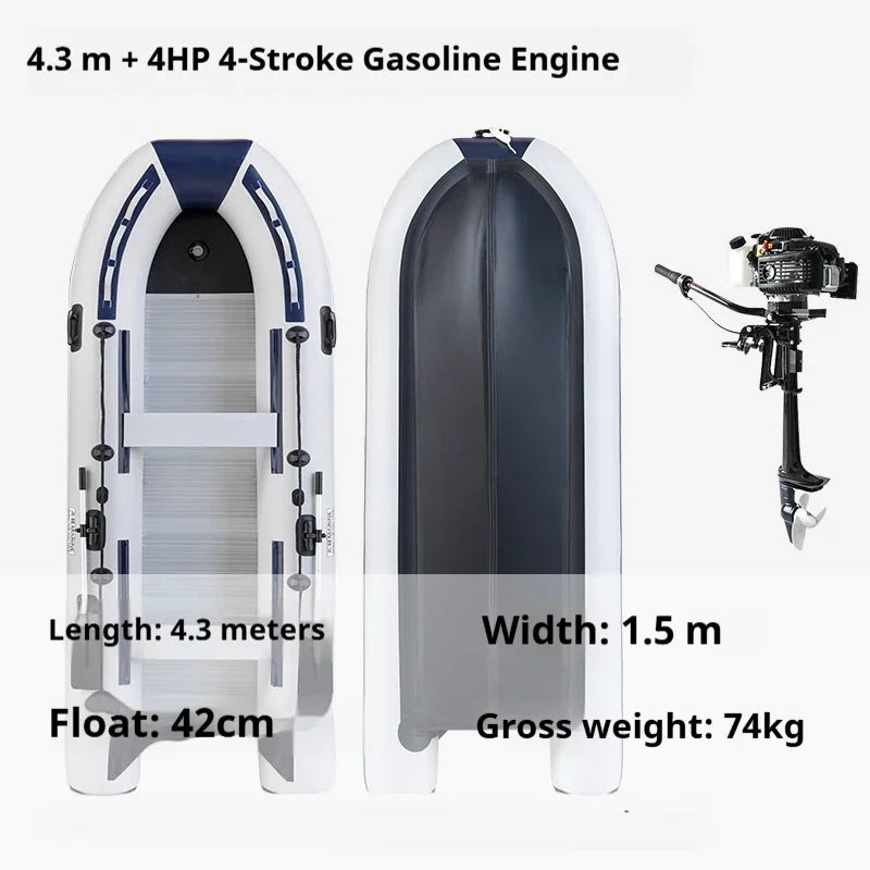5–6 Person Inflatable Assault Boat 3.8m PVC Fishing Raft with Aluminum Floor, Anti-Collision Design & Rowing Accessories 2025
