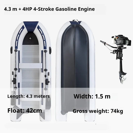 5–6 Person Inflatable Assault Boat 3.8m PVC Fishing Raft with Aluminum Floor, Anti-Collision Design & Rowing Accessories 2025