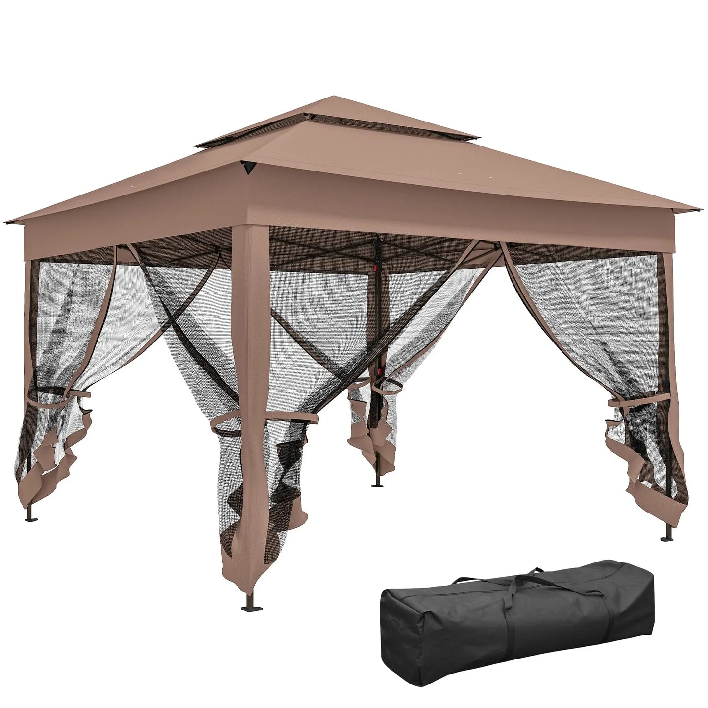 11 Ft X 11 Ft Gazebo Tent With Removable Netting Outdoor Patio Shelter Instant Canopy With Carry Bag