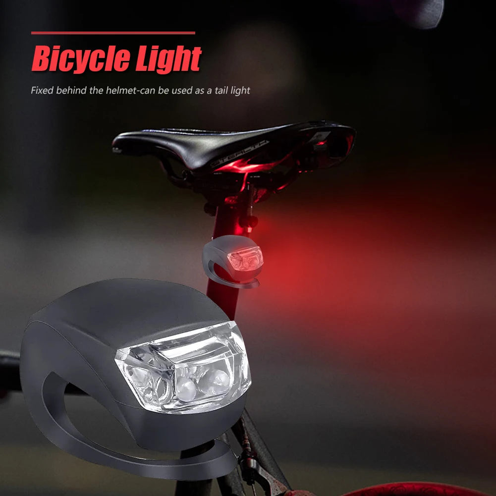 10-20PCS LED Silicone Bicycle Front Rear Light Set 3 Modes Waterproof MTB Mountain Road Bike Cycling Headlight Tail Warning Lamp