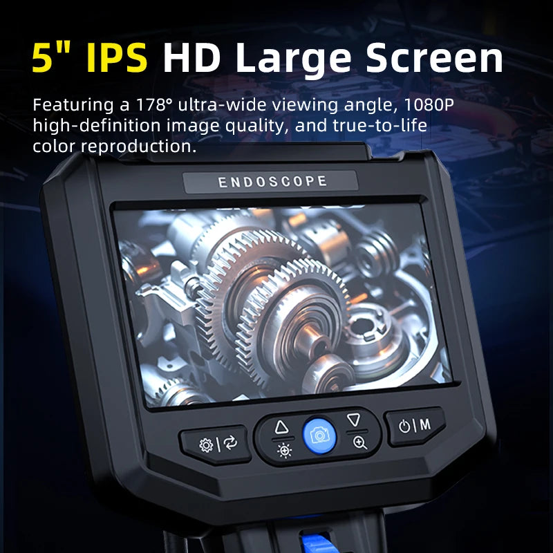 Industrial endoscope 360 Degree Steering with 6mm Lens HD 5-Inch Screen Automotive Pipeline Inspection Camera