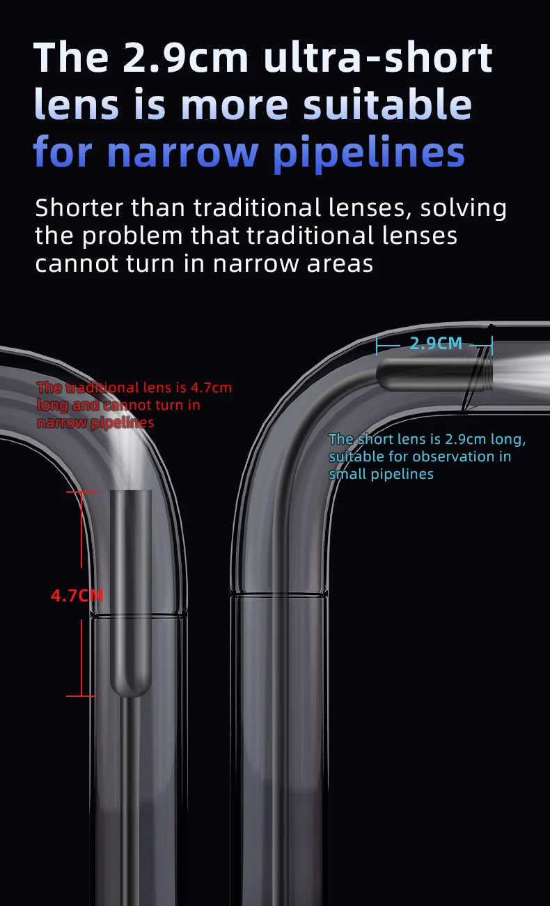 Industrial Endoscope Camera 4.3 inch HD Screen 1080P Snake Camera with Semi Rigid Cable for Auto Engine Drain Inspection