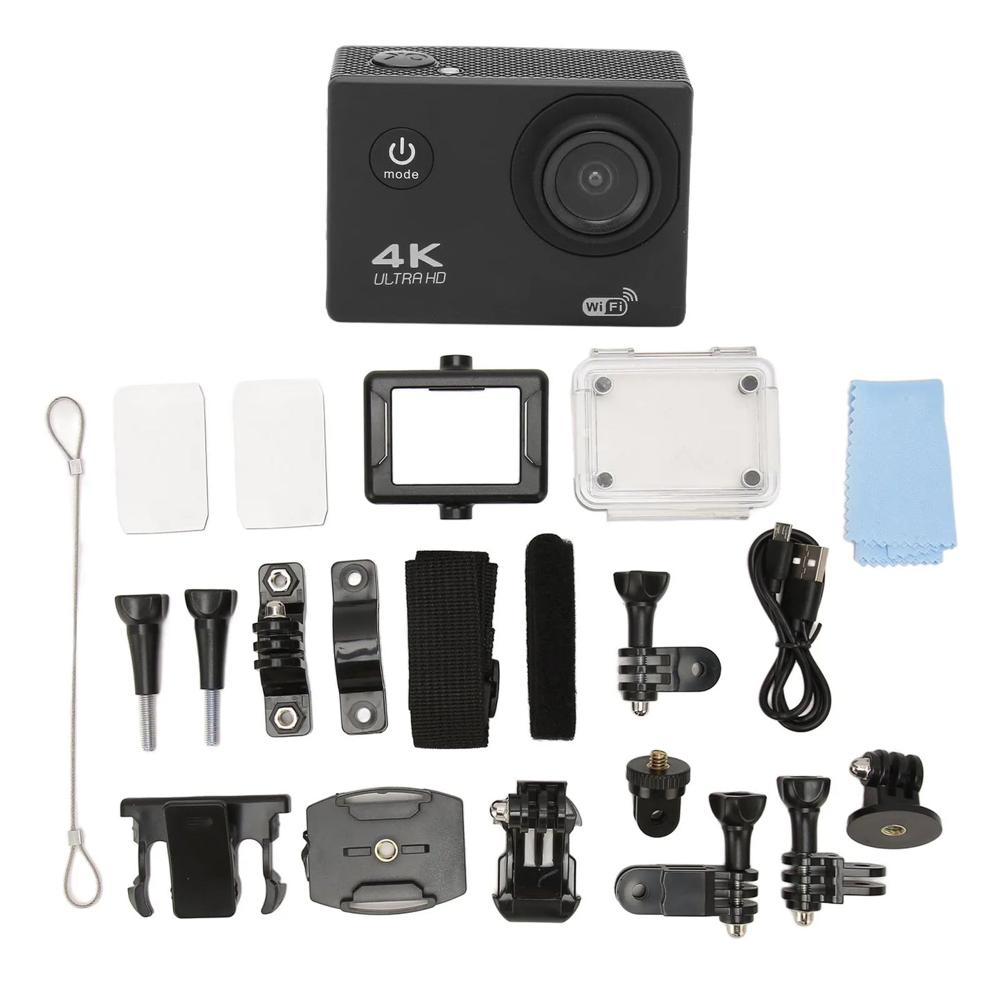 WiFi Action Camera Action Camera 4K HD 98.4ft Waterproof 2.0 Inch Screen WiFi Underwater Sports Camera for Outdoor Diving Helmet