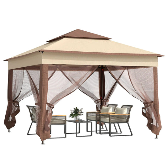 11 Ft X 11 Ft Gazebo Tent With Removable Netting Outdoor Patio Shelter Instant Canopy With Carry Bag