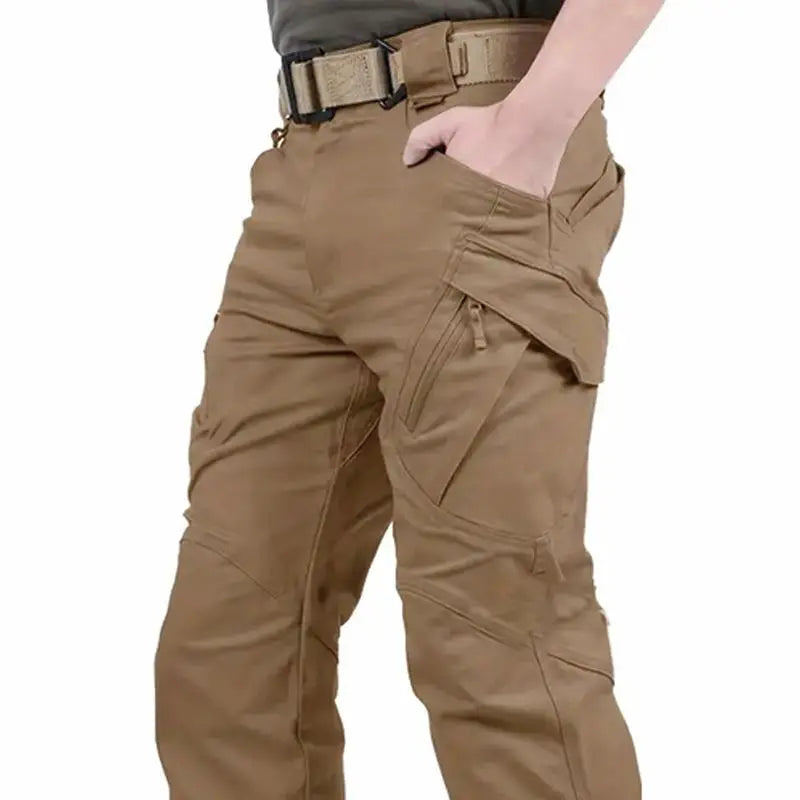 2pcs Men's Solid Color Cargo Pants, Breathable Comfy Outdoor Tactical Pants With Multi Pockets For Hiking Trekking Traveling