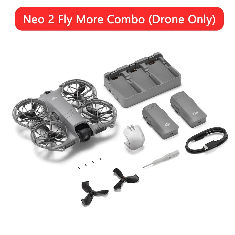 DJI Neo 2 4K Drones With Camera Palm Takeoff & Landing Gesture Control Smooth Reliable Tracking 12m/s Faster Tracking Speed Lightweight Foldable Mini Drone All-Around Safety & Flexible Flight With 3 Batteries