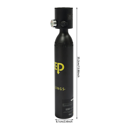 0.5L Mini Scuba Tank Diving Air Tank, Portable Underwater Breathing Apparatus for Shallow Snorkeling, Water Rescue,  with Manual Pump, Emergency Backup, Anti-Drop Strap