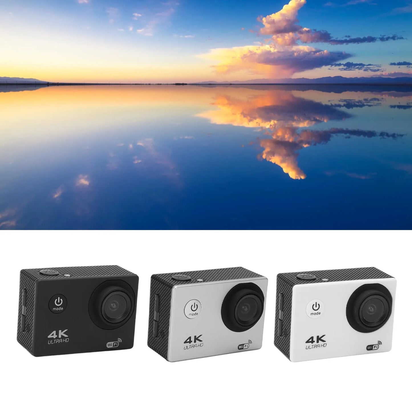 WiFi Action Camera Action Camera 4K HD 98.4ft Waterproof 2.0 Inch Screen WiFi Underwater Sports Camera for Outdoor Diving Helmet