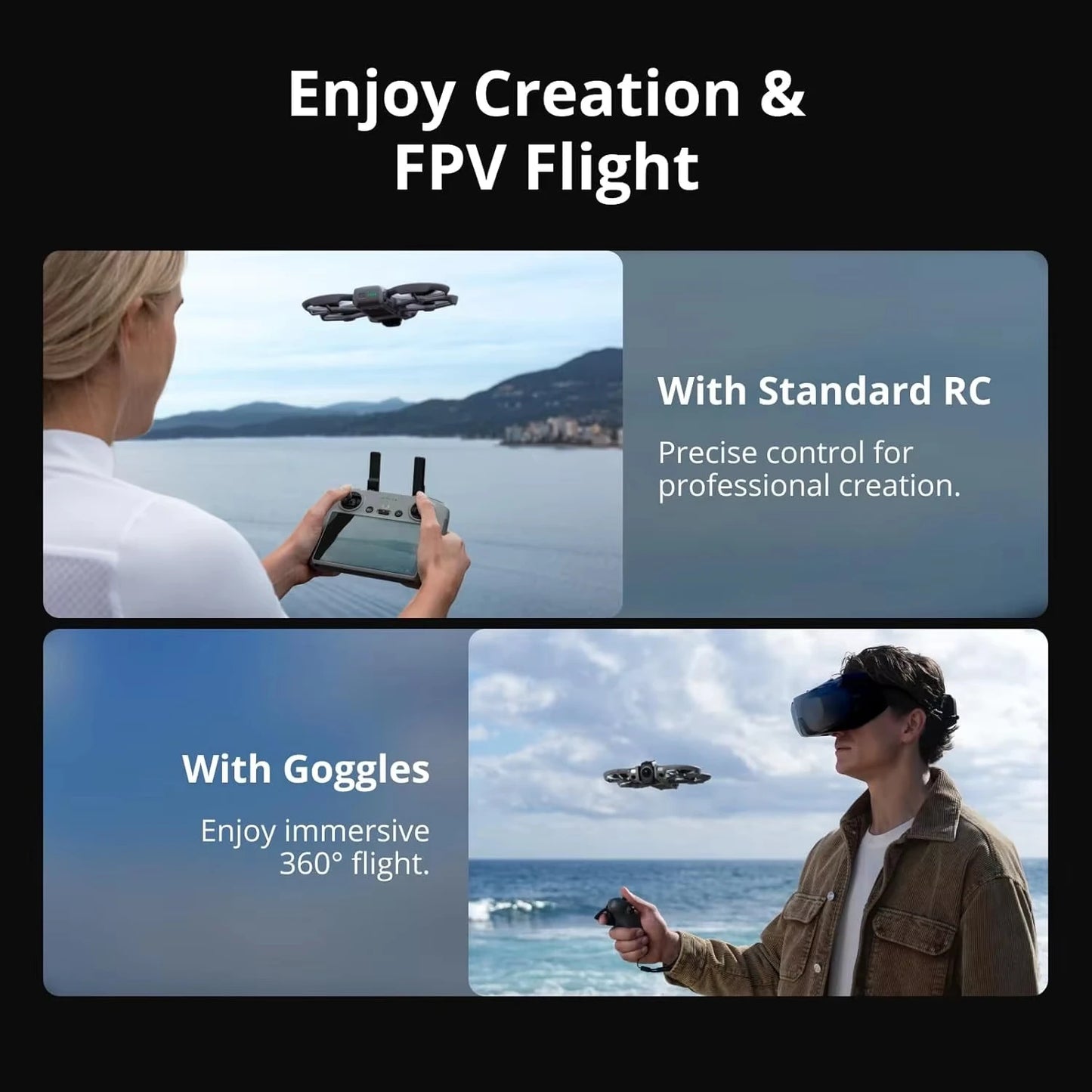 DJI Avata 360 (RC 2) Drones With 1-Inch 8K 360° Imaging for FPV & Aerial Filming, 360° Camera Drone With Propeller Guard. Includes RC 2 With a Built-In Screen Avata 360 DJI Drone for Precise Control