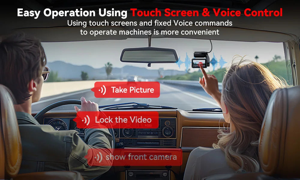 REDTIGER  A4 4k Dash Cam Front and Rear Drive Recorder GPS& 5G WiFi Touch Screen Night Vision 24H Parking Mode Voice Control