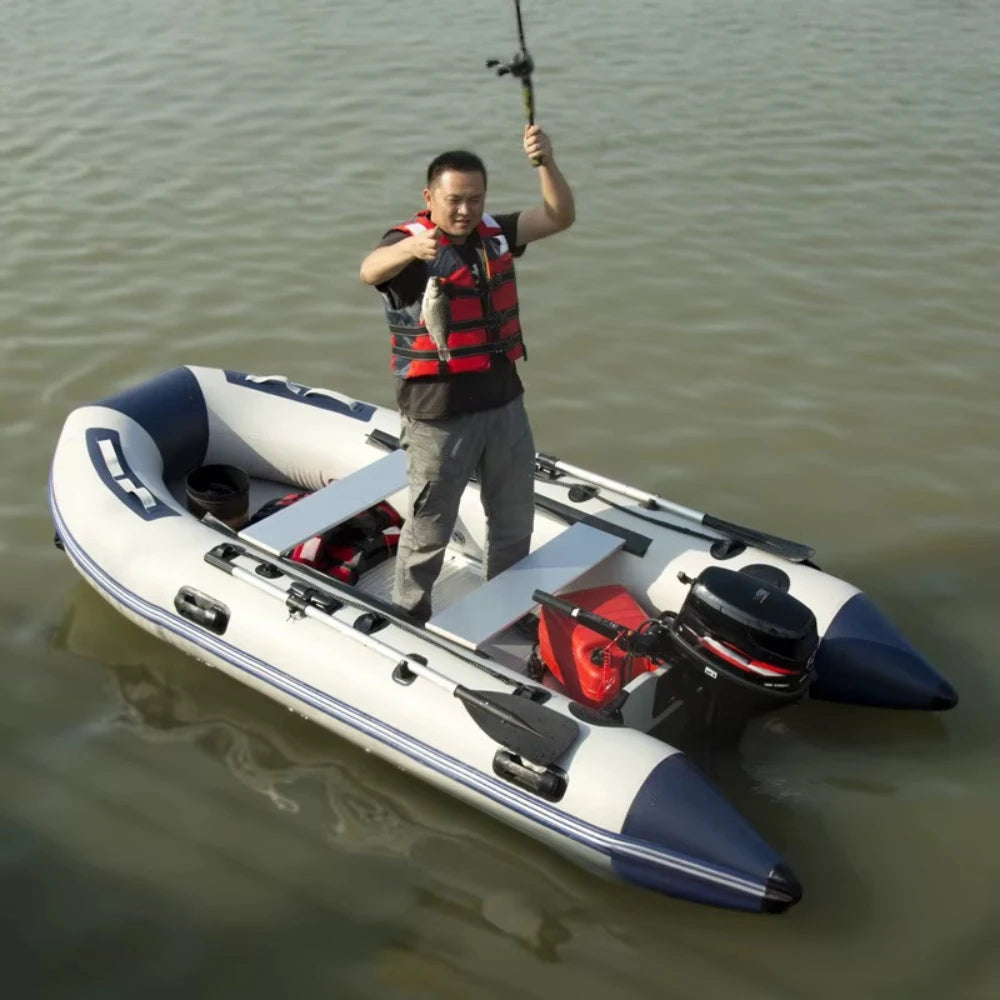 5–6 Person Inflatable Assault Boat 3.8m PVC Fishing Raft with Aluminum Floor, Anti-Collision Design & Rowing Accessories 2025