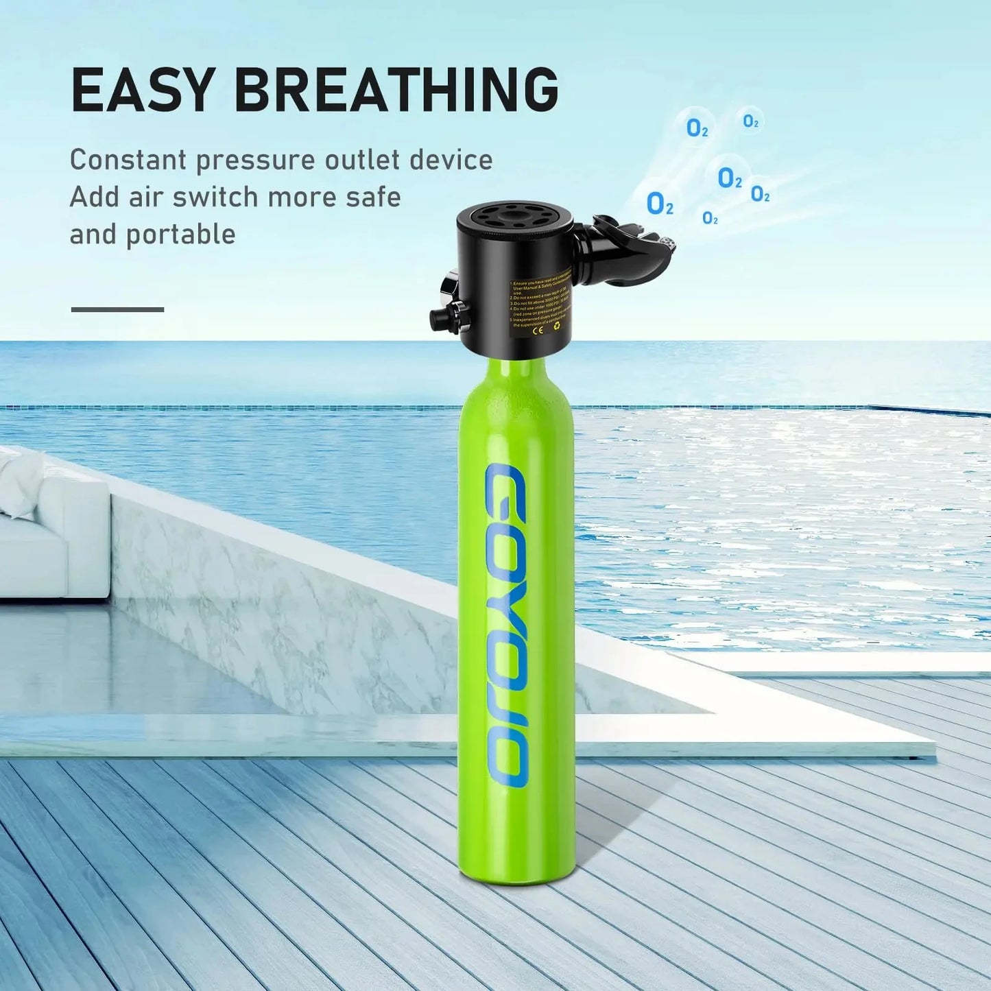 GOYOJO Mini Scuba Tank 0.5L with Pump Reusable Scuba Diving Cylinder Kit Gear for Emergency Rescue Boat Cleaning 3000 PSI