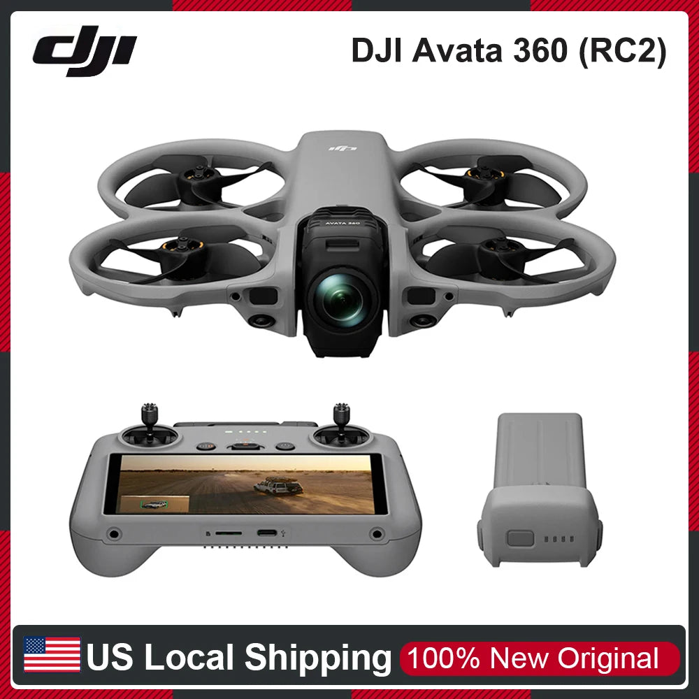 DJI Avata 360 (DJI RC 2) Drones With 1-Inch 8K 360° Imaging 360° Camera Drone With Propeller Guard Includes RC 2 With a Built-In Screen