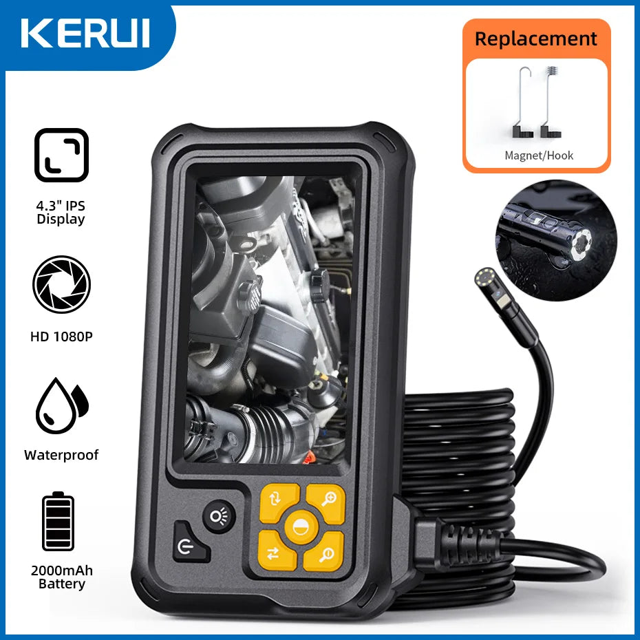 KERUI Mini Camera with 4.3-inch Screen Single/Dual Lens Industrial Endoscope Camera for Pipeline Inspection, Vehicle Maintenance