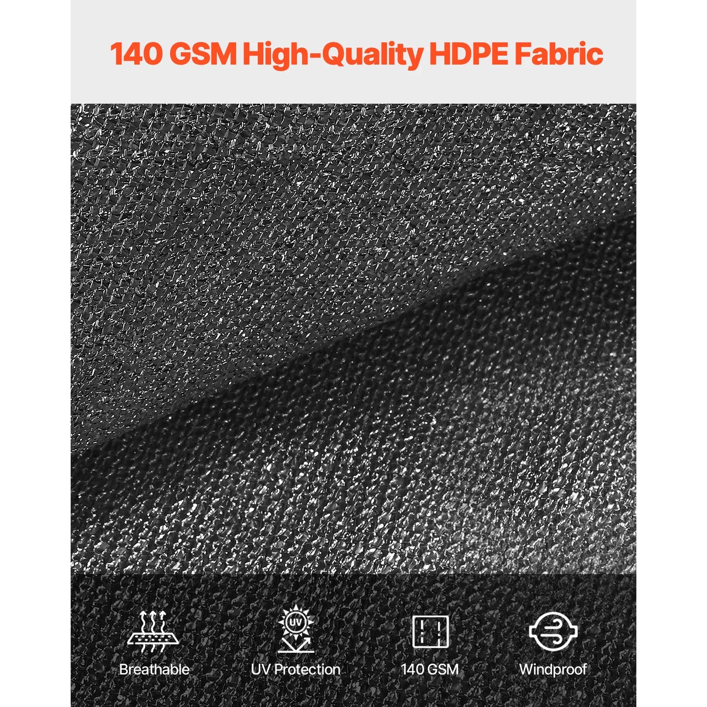 VEVOR 90% Sun Shade Cloth 10x10/12/20ft Pergola Shade Cover 140 GSM HDPE Canopy Privacy Screen for Outdoor Patio Garden Backyard