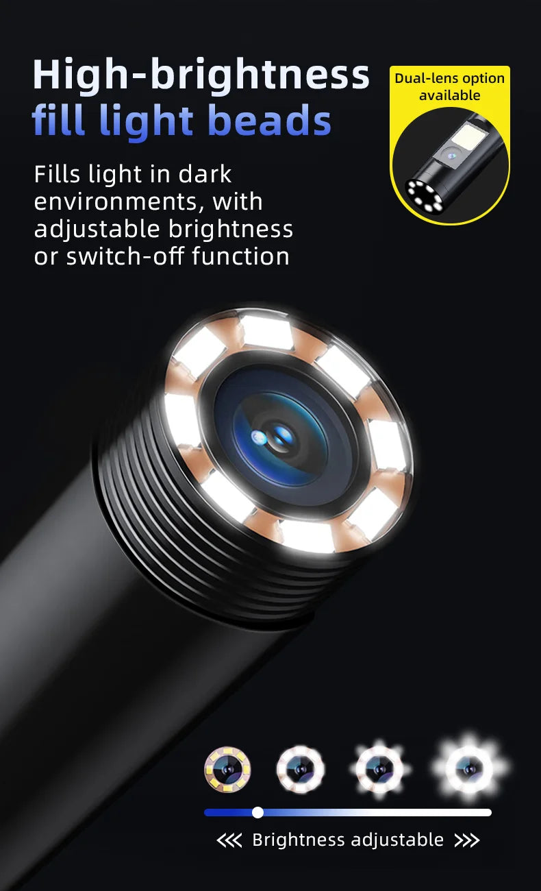 Industrial Endoscope Camera 4.3 inch HD Screen 1080P Snake Camera with Semi Rigid Cable for Auto Engine Drain Inspection
